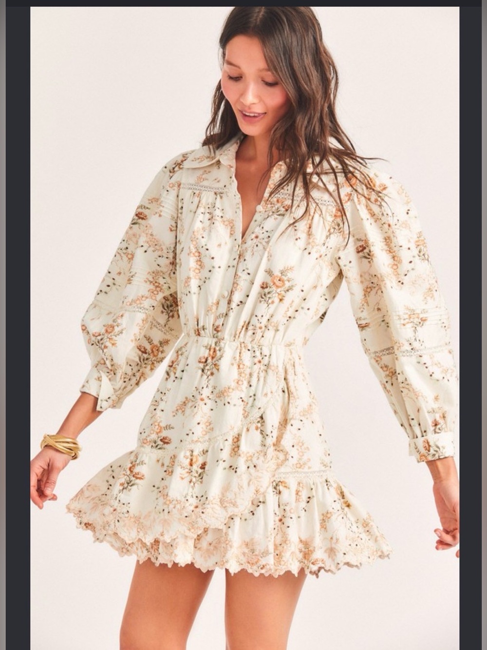 LoveShackFancy Dubov Mini Dress Cotton Vintage Inspired, M